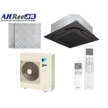 Daikin Air conditioner ceiling cassette Inverter High COP – 4HP - FCF100CVM/RZF100DYM + BRC7M635K + BYCQ125EAK + BAF552A160 (3phase, wireless controller, Black panel, filter PM2.5-Merv 8)