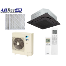 Máy lạnh Daikin Âm trần cassette Inverter cao cấp 5HP - FCF125DVM/RZF125DVM + BRC7M635K + BYCQ125EAK + BAF552A160 (1pha, remote không dây, mặt nạ đen, Lọc bụi PM2.5-Merv 8)